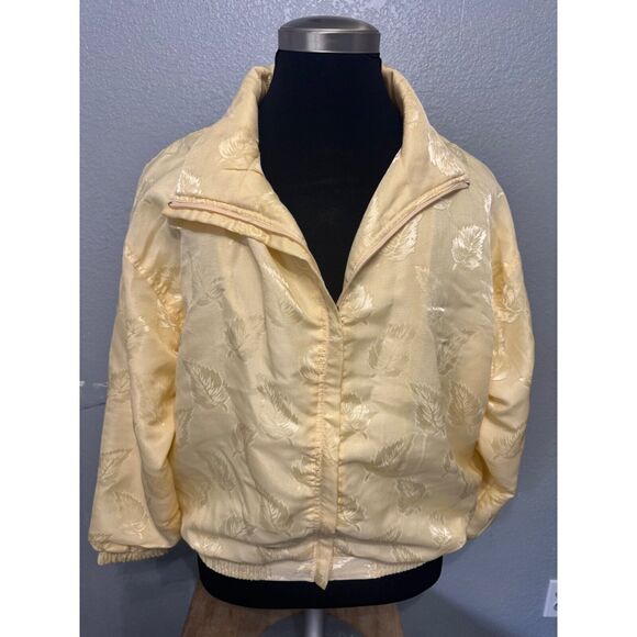 Vintage EVR Women's Windbreaker Jacket & Pants Set Size L Polyester/Cotton Yello - Picture 2 of 16